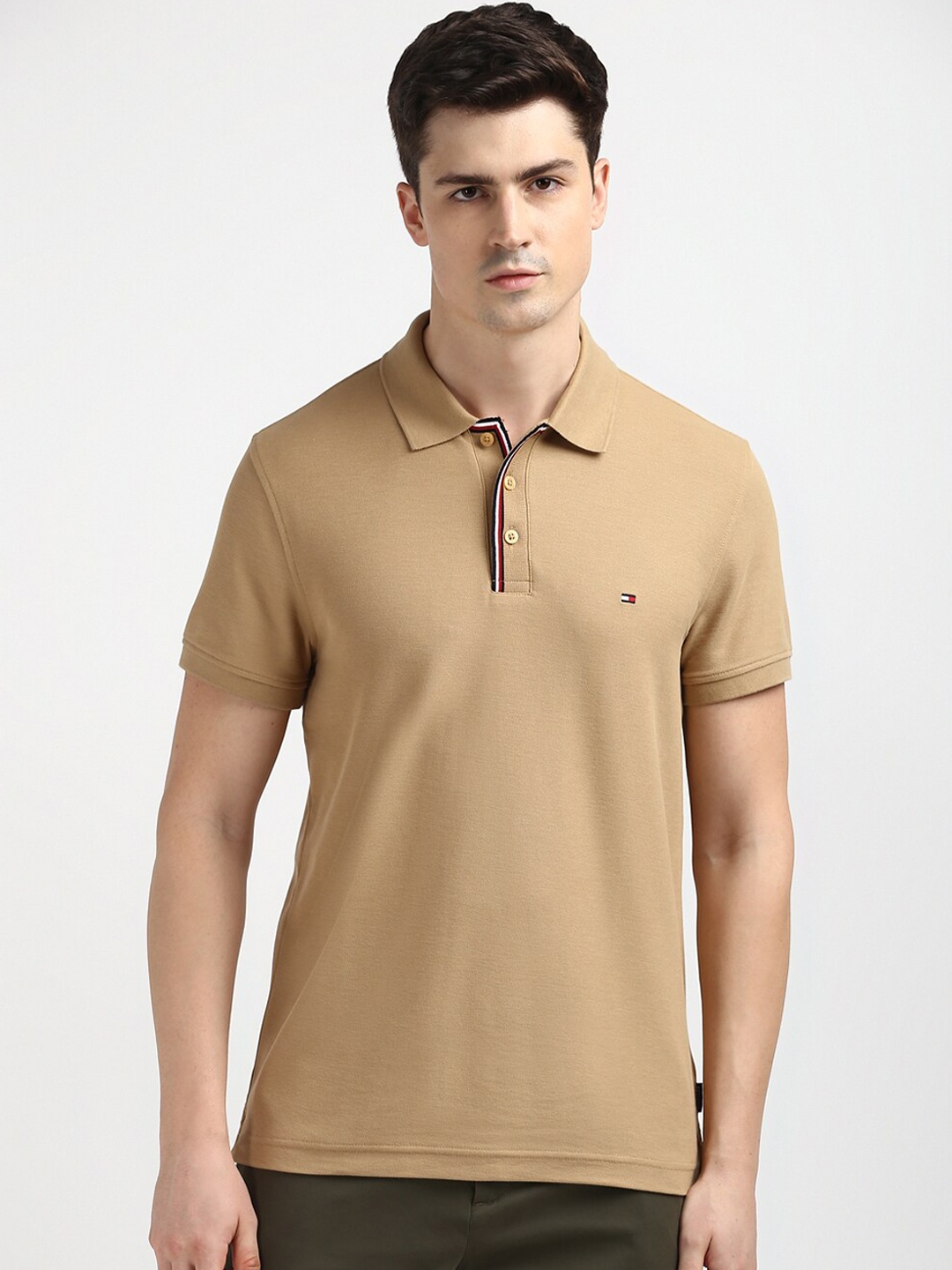 

Tommy Hilfiger Men Polo Collar Slim Fit T-shirt, Beige