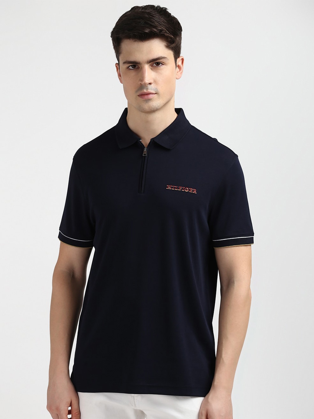 

Tommy Hilfiger Men Mandarin Collar T-shirt, Navy blue