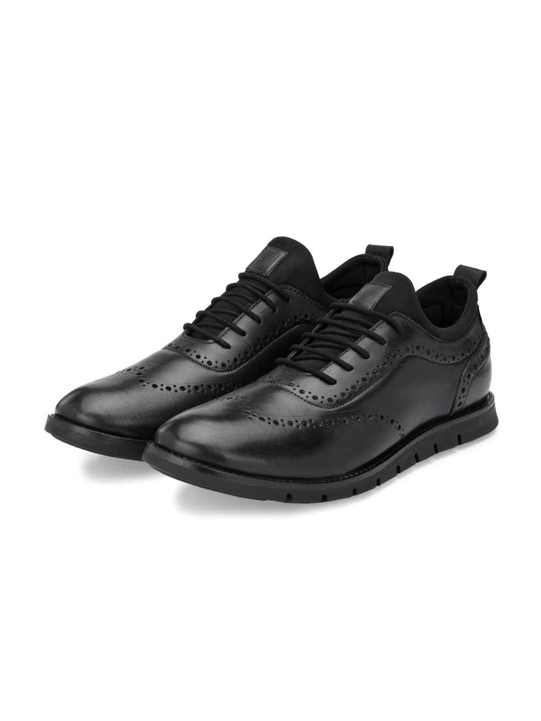 

LEGWORK Men Leather Formal Brogues, Black