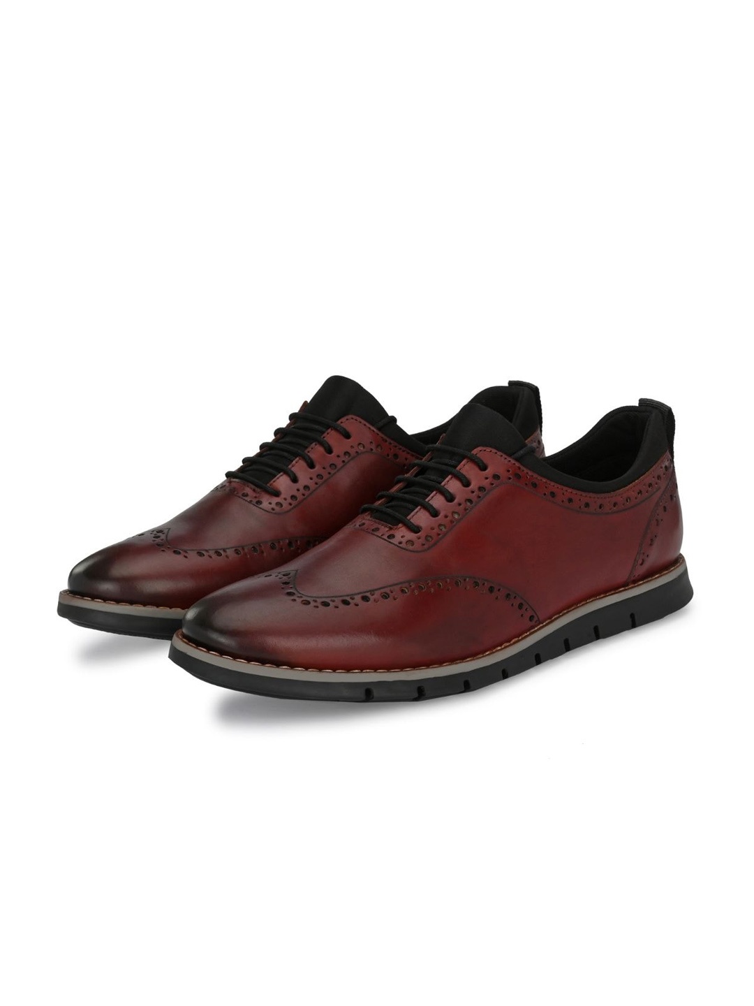 

LEGWORK Men Leather Formal Oxfords, Red