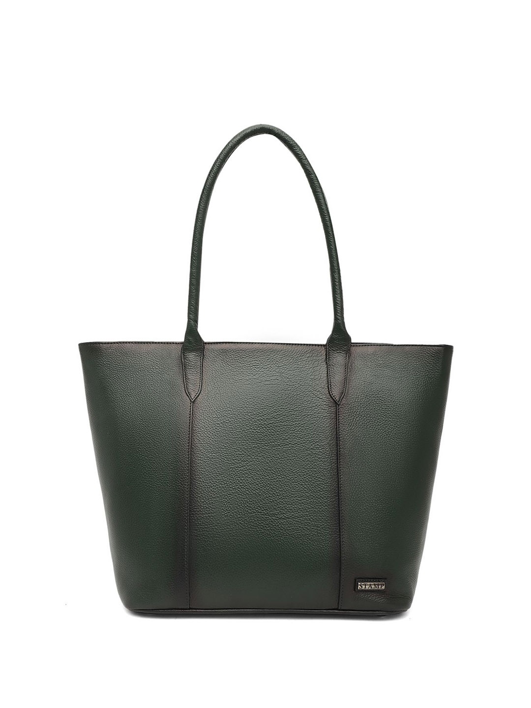 

Stamp Structured Leather Shoulder Bag, Green
