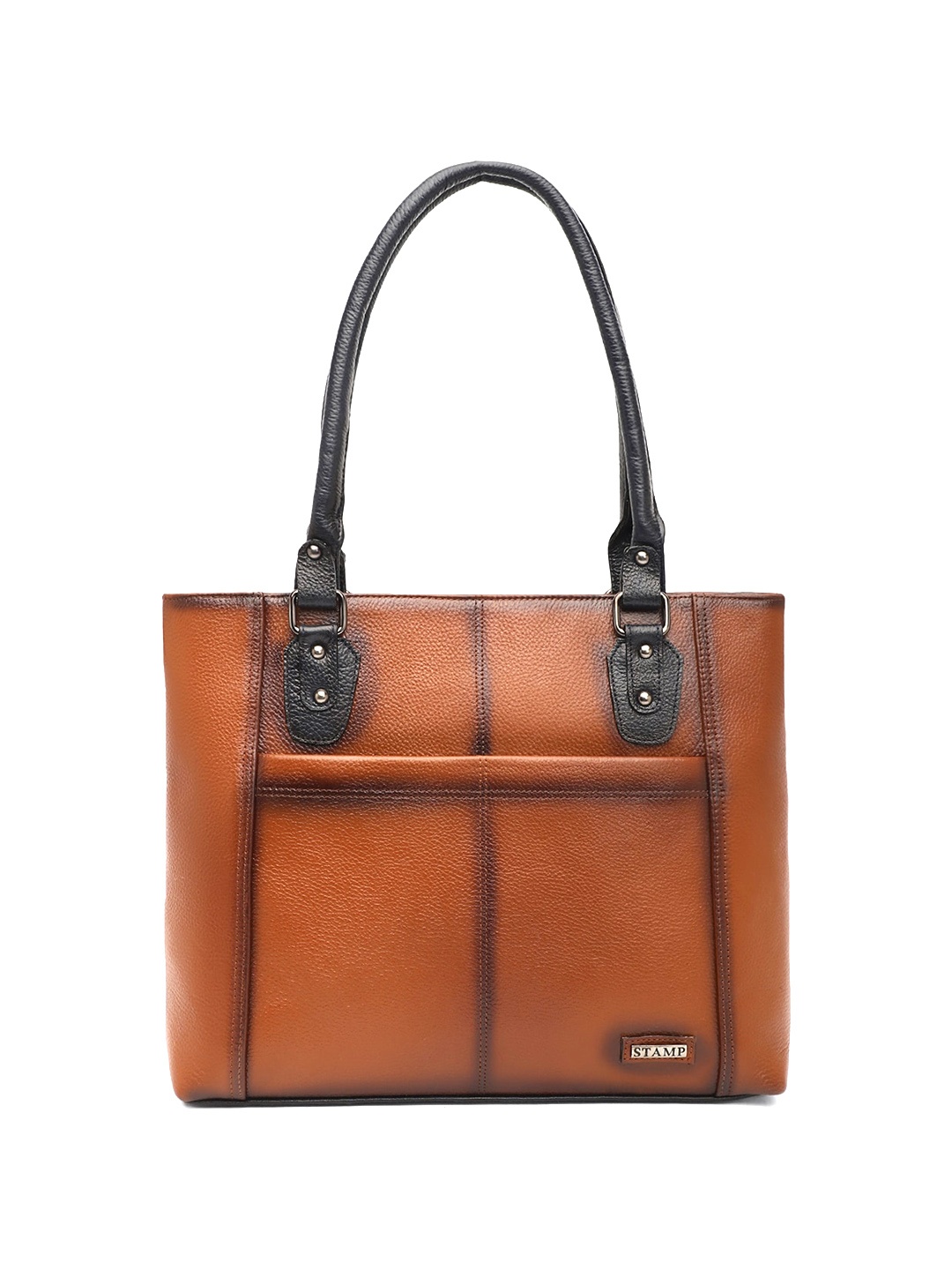 

Stamp Leather Structured Shoulder Bag, Tan