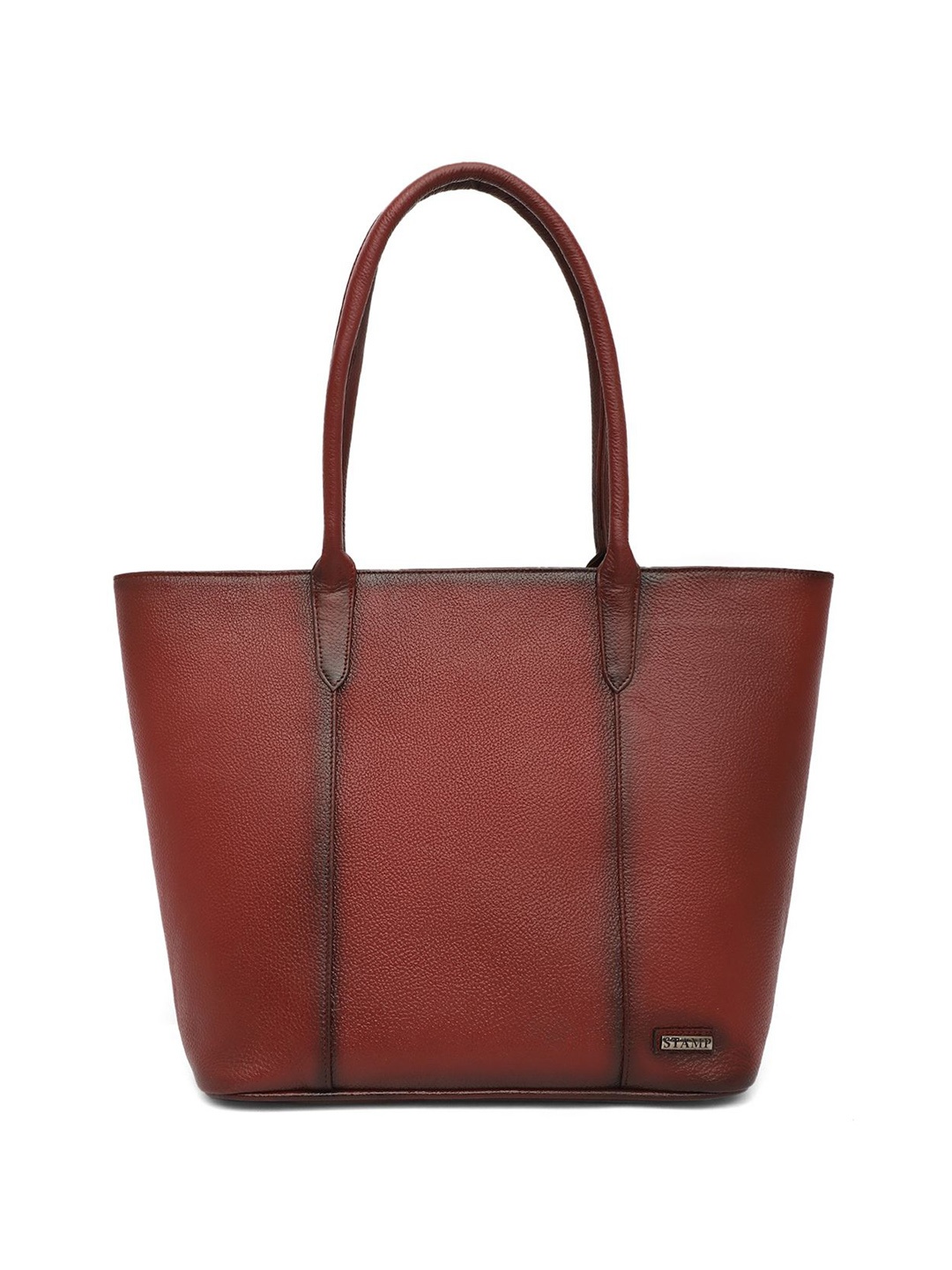 

Stamp Leather Structured Shoulder Bag, Burgundy