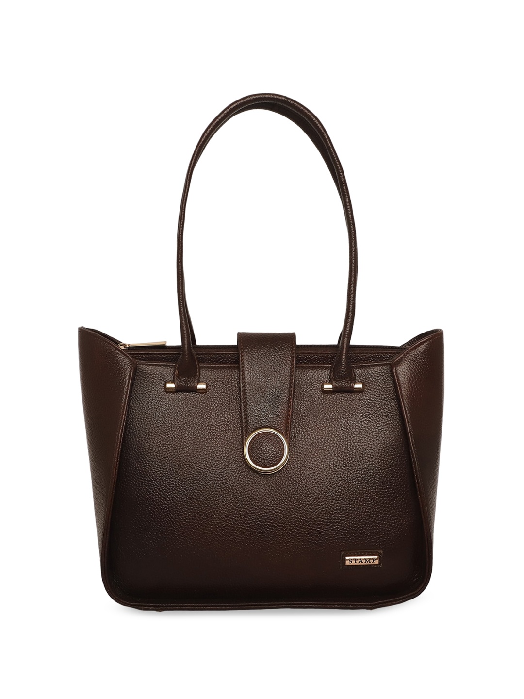 

Stamp Leather Structured Shoulder Bag, Brown