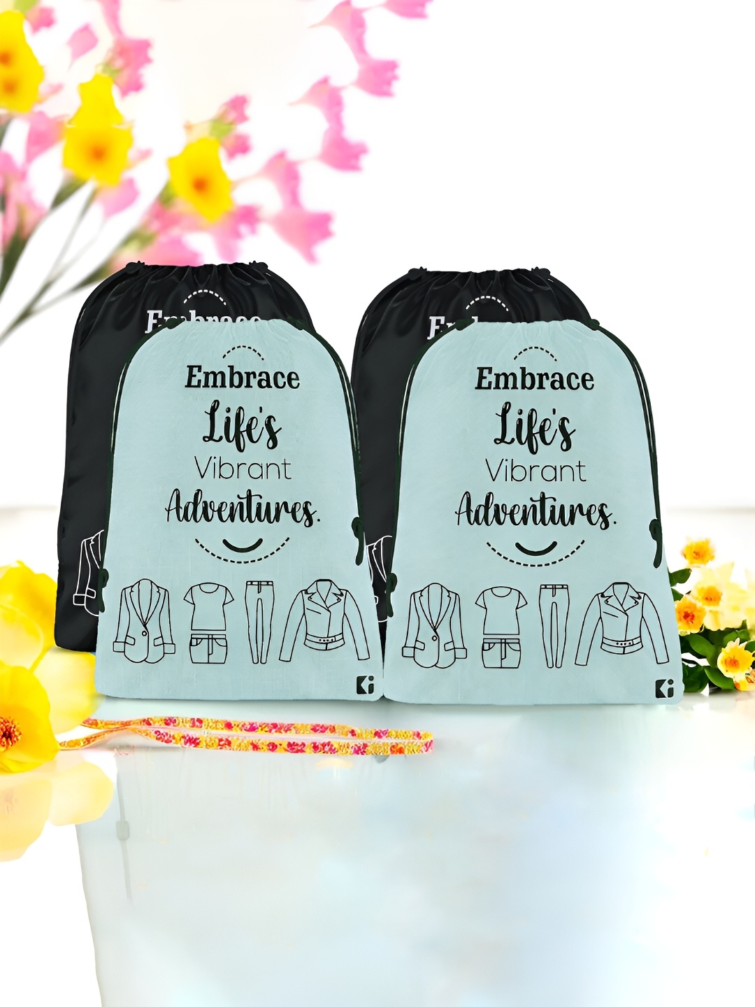 

Kuber Industries Set of 4 Cloth Storage Bag Multi-Utility Organisers, Turquoise blue