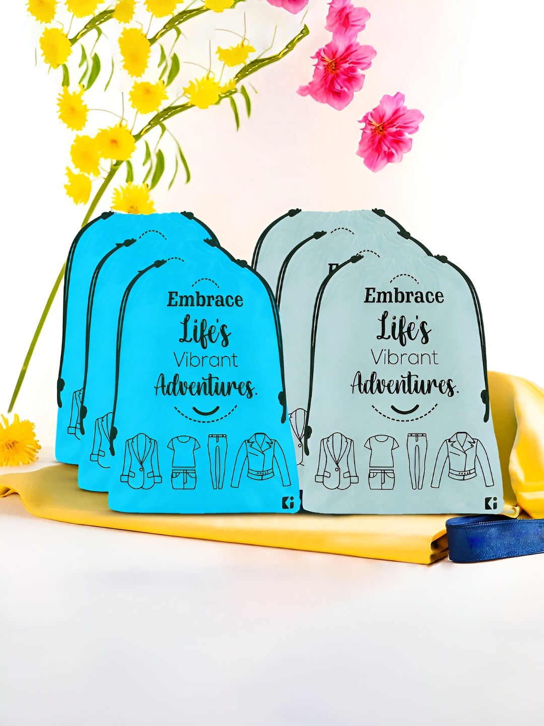 

Kuber Industries Blue Set of 6 Cloth Storage Bag Multi-Utility Organisers