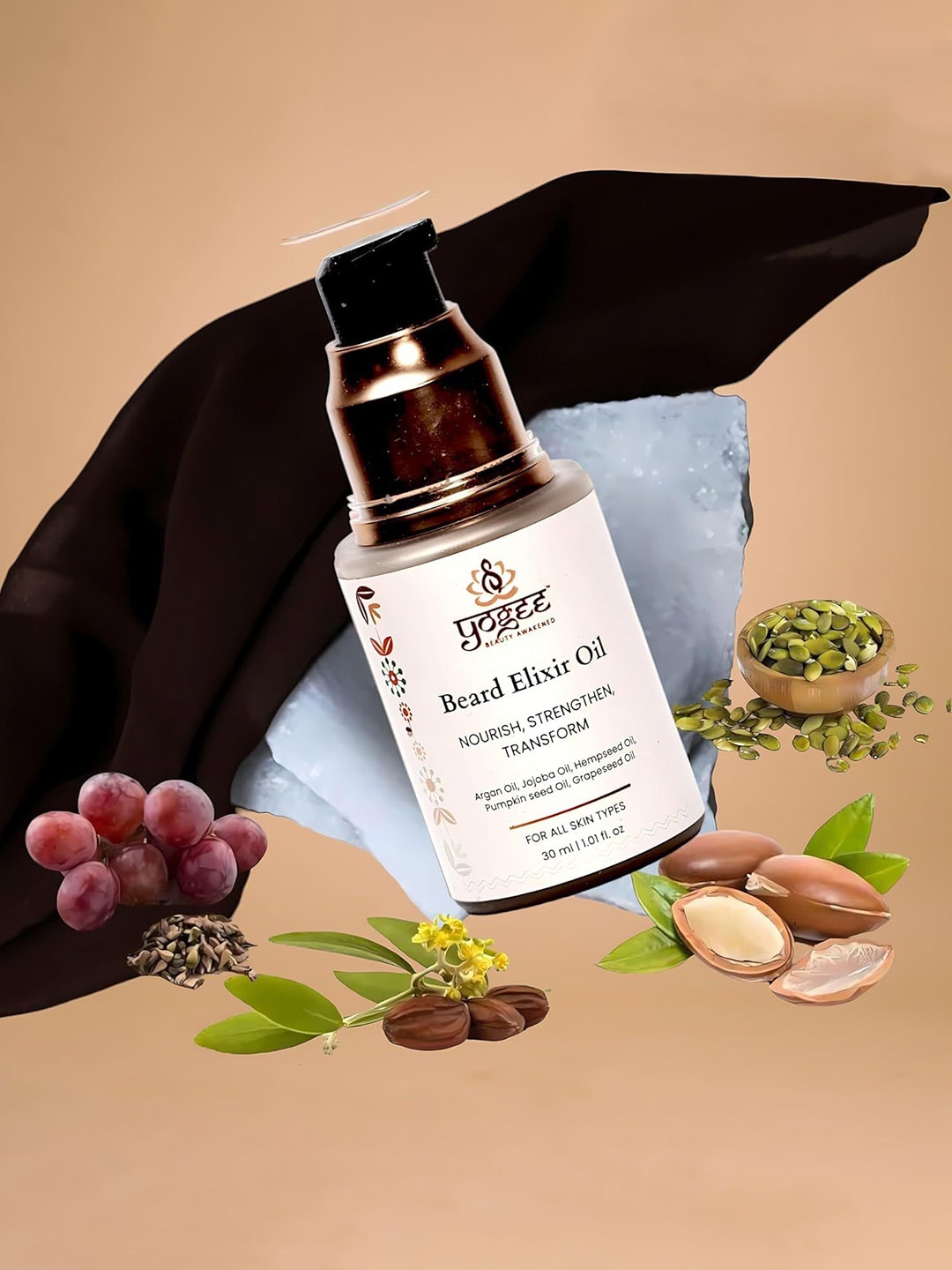

YOGEE Beard Elixir Oil With Argan Oil - 30ml, Off white
