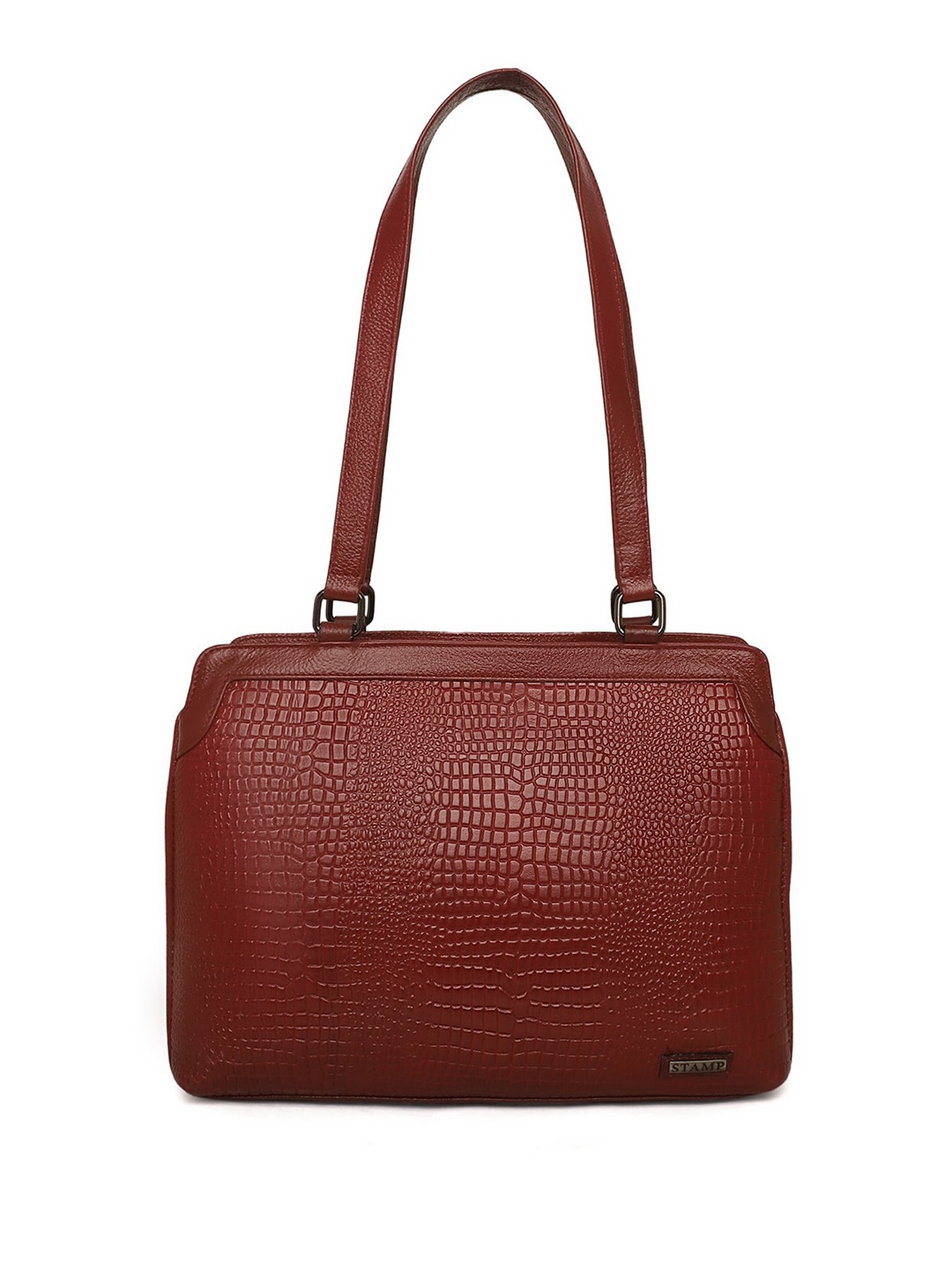 

Stamp Leather Shoulder Bag, Burgundy