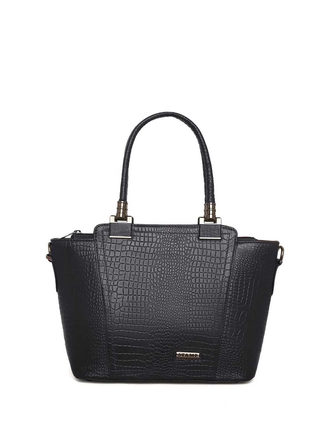 

Stamp Leather Handheld Bag, Black
