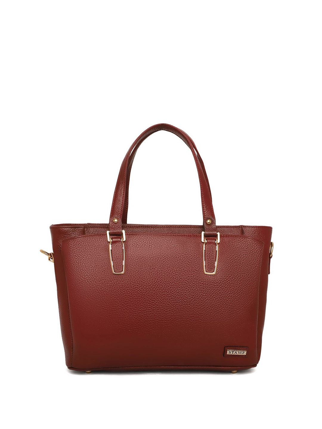 

Stamp Leather Handheld Bag, Burgundy