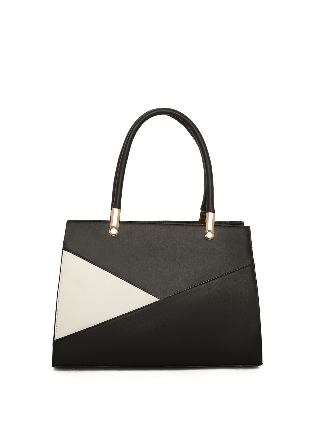 

Stamp Colourblocked PU Handheld Bag, Black