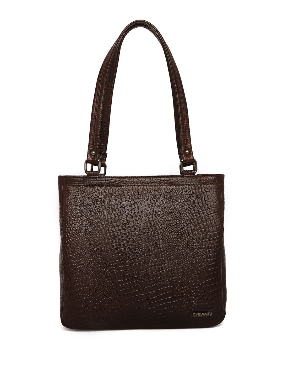 

Stamp Leather Handheld Bag, Brown