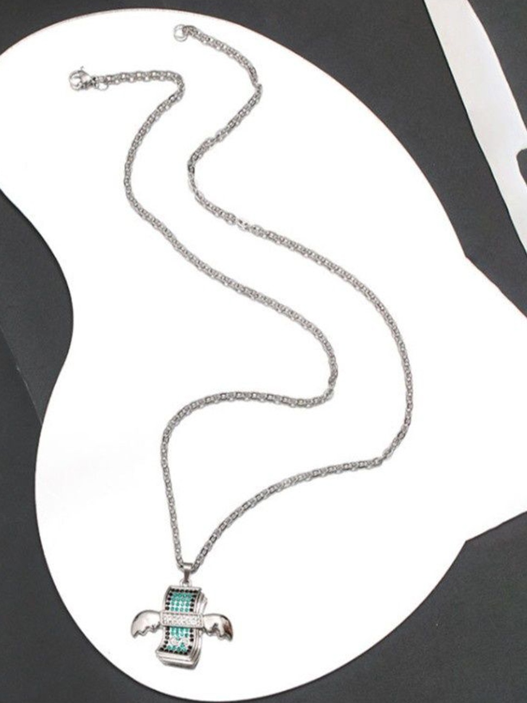 

SALTY Men Contemporary Flying Dollar Pendants with Chains, Silver