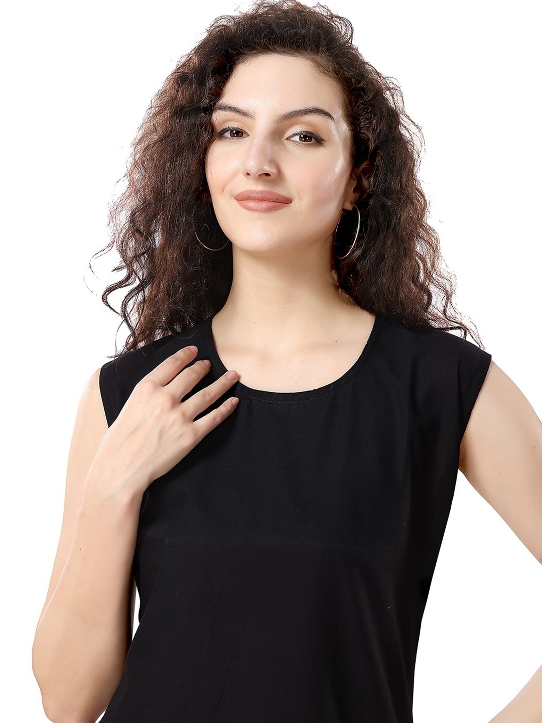 

NIGHT FLOSS Printed Nightdress, Black