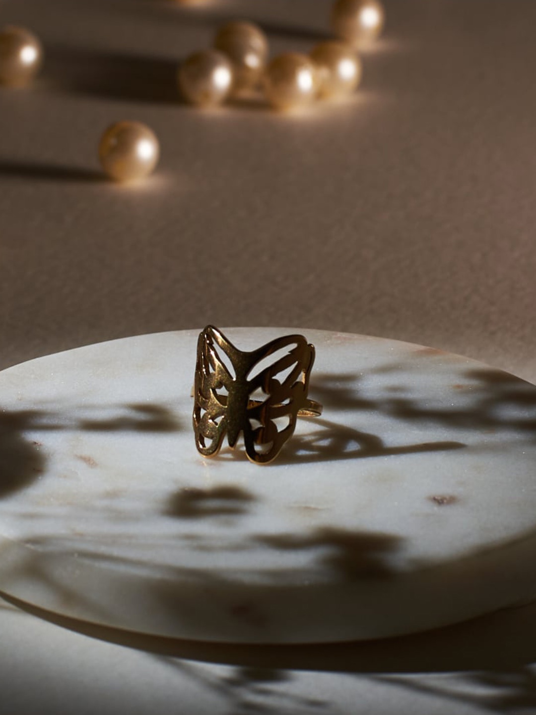 

SALTY Women Butterfly Bliss Finger Ring, Gold