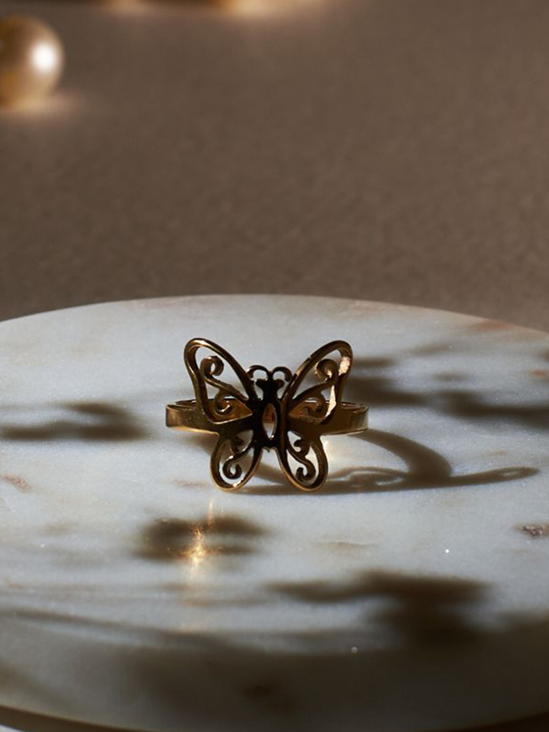 

SALTY Women Butterfly Wings Finger Ring, Gold