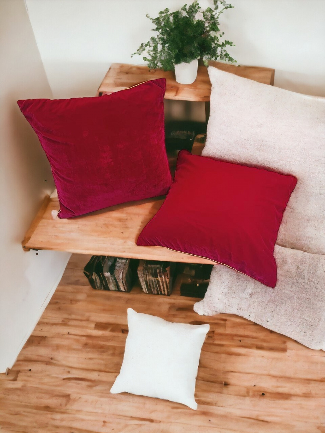 

THE COCOTIER Set of 2 Solid Velvet Cushion Covers, Red