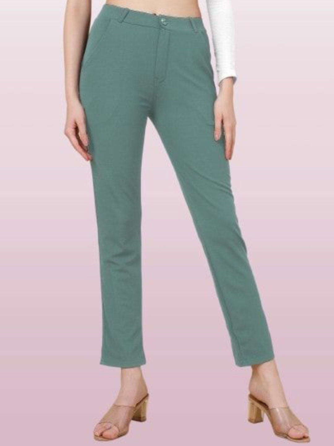 

BAESD Women High-Rise Trousers, Green