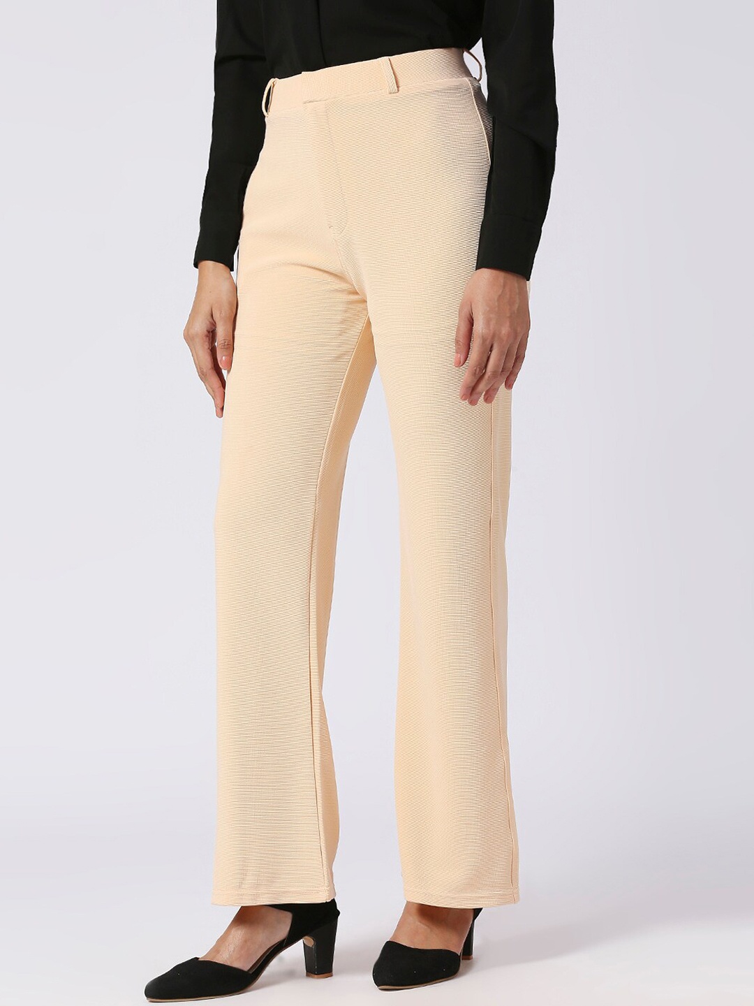 

BAESD Women High-Rise Trousers, Cream