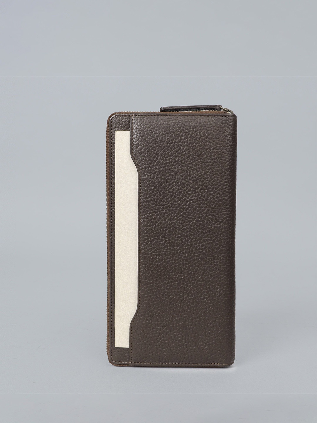 

OUTBACK Men Textured Leather Zip Around Wallet, Brown