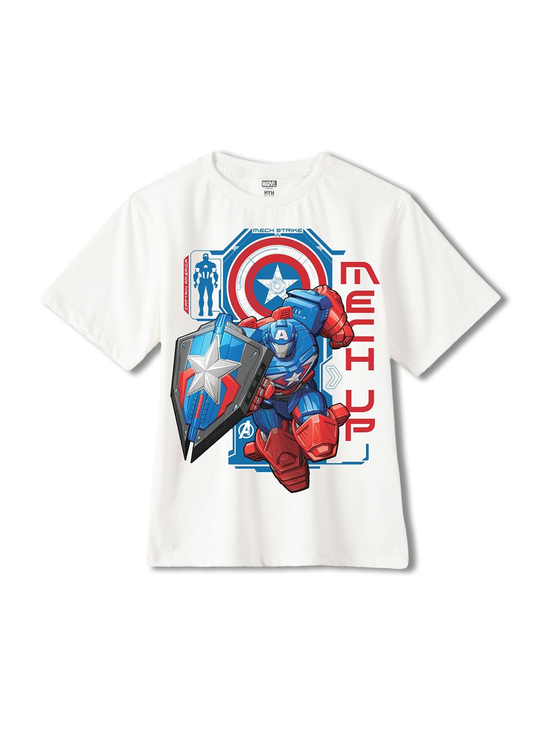 

Wear Your Mind Boys Captain America Printed Cotton Applique T-shirt, White