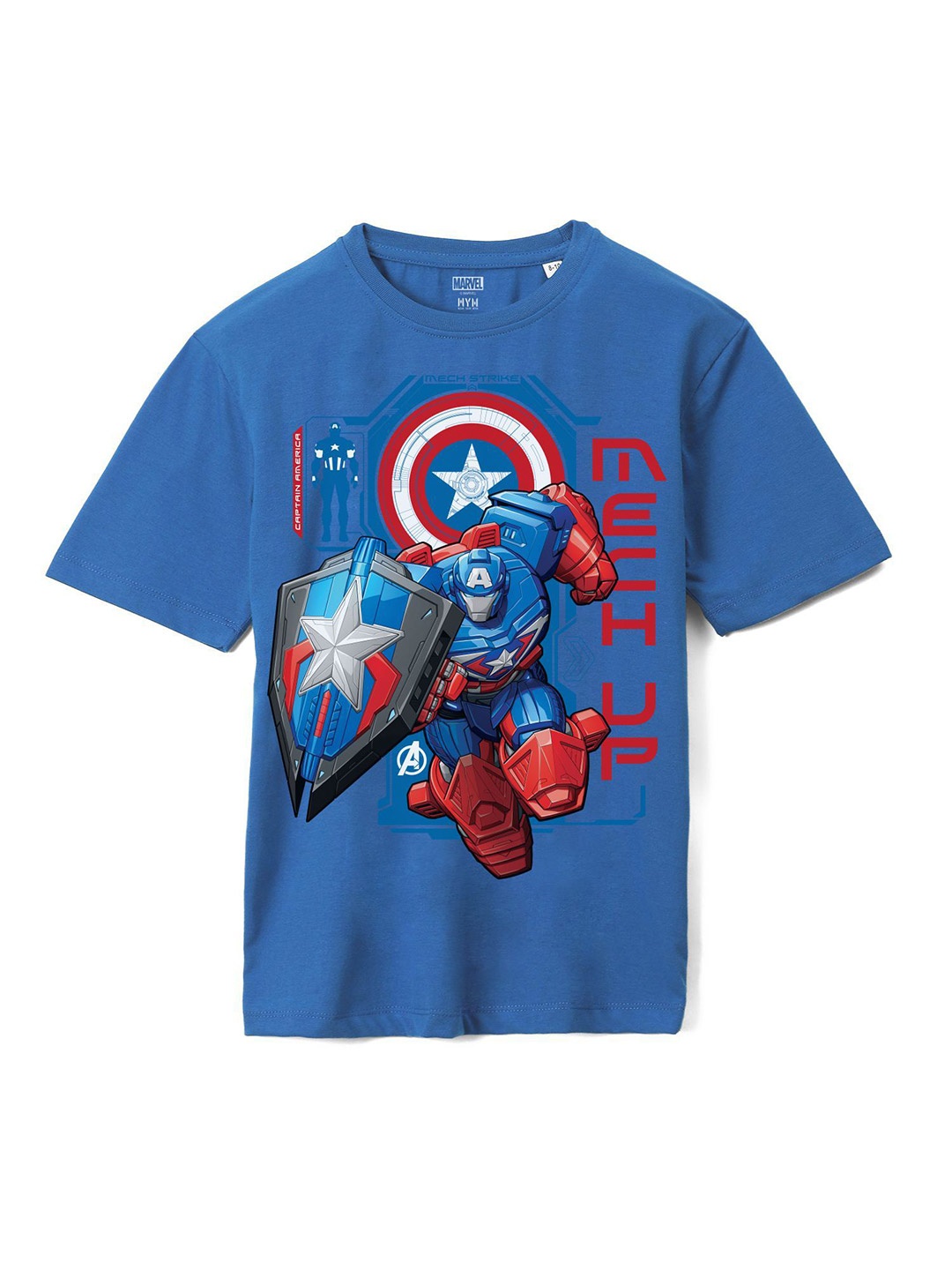 

Wear Your Mind Boys Captain America Printed Cotton Applique T-shirt, Blue