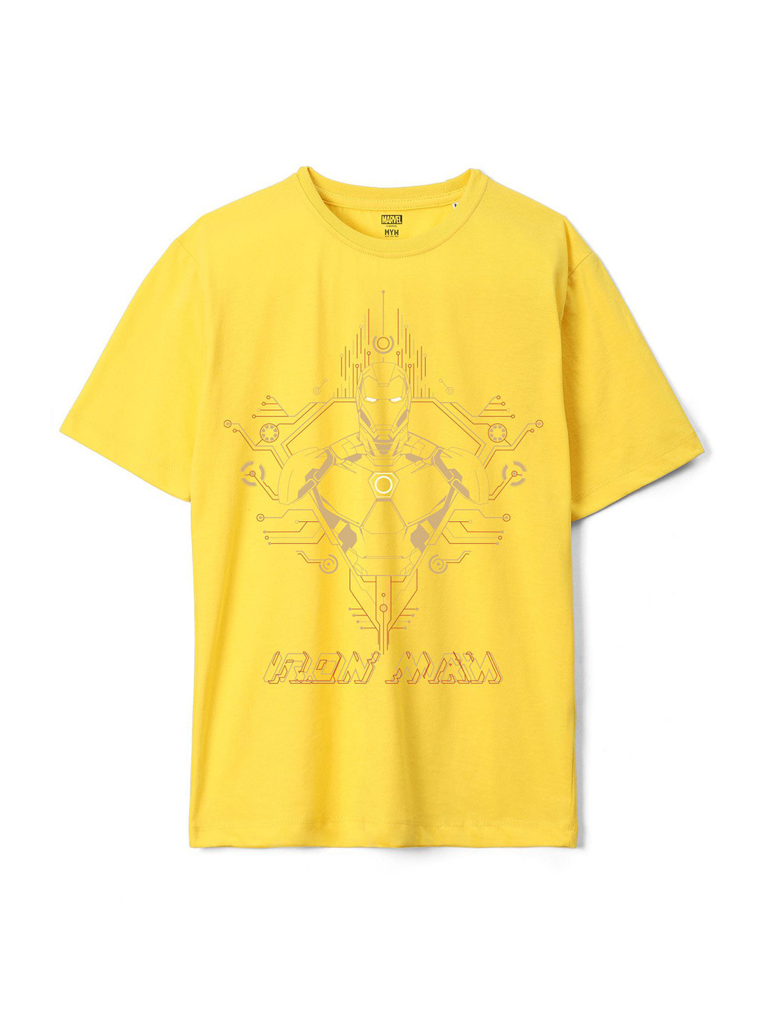 

Wear Your Mind Boys Iron Man Printed Raw Edge T-shirt, Yellow