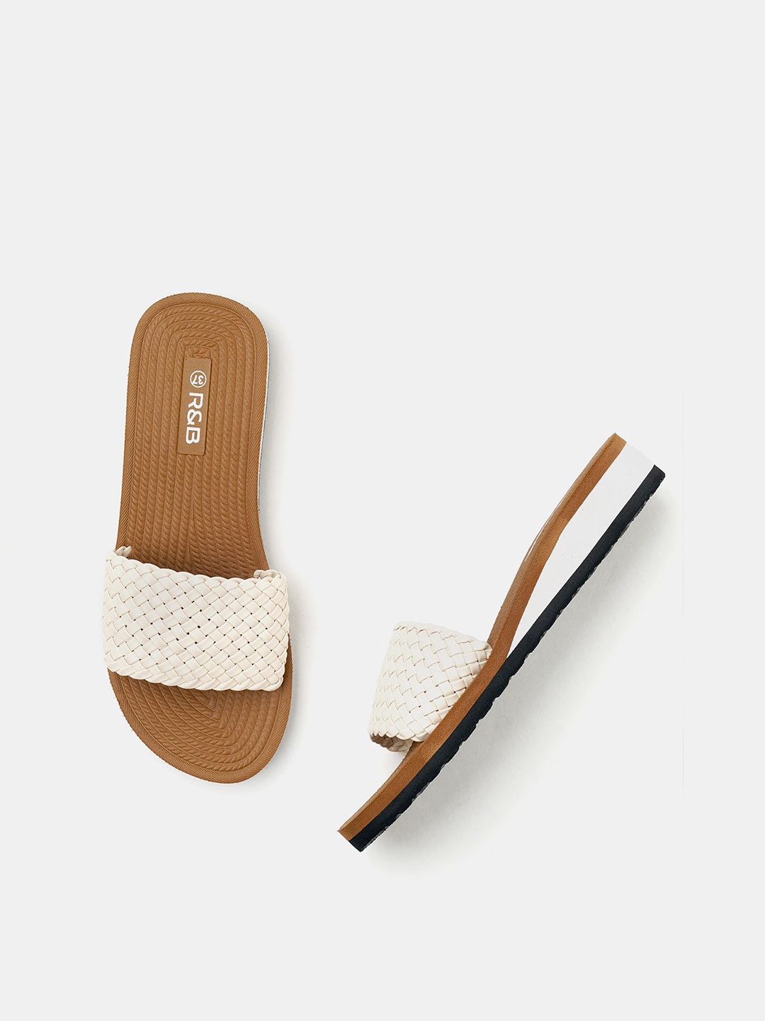 

R&B Textured Open Toe Flats, Nude
