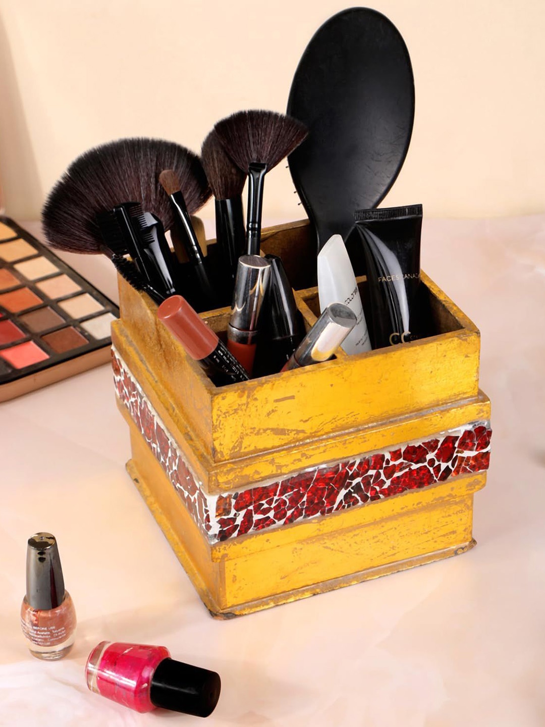 

THE HOME CO. Red & Gold Toned Textured Multi-Utility Organisers