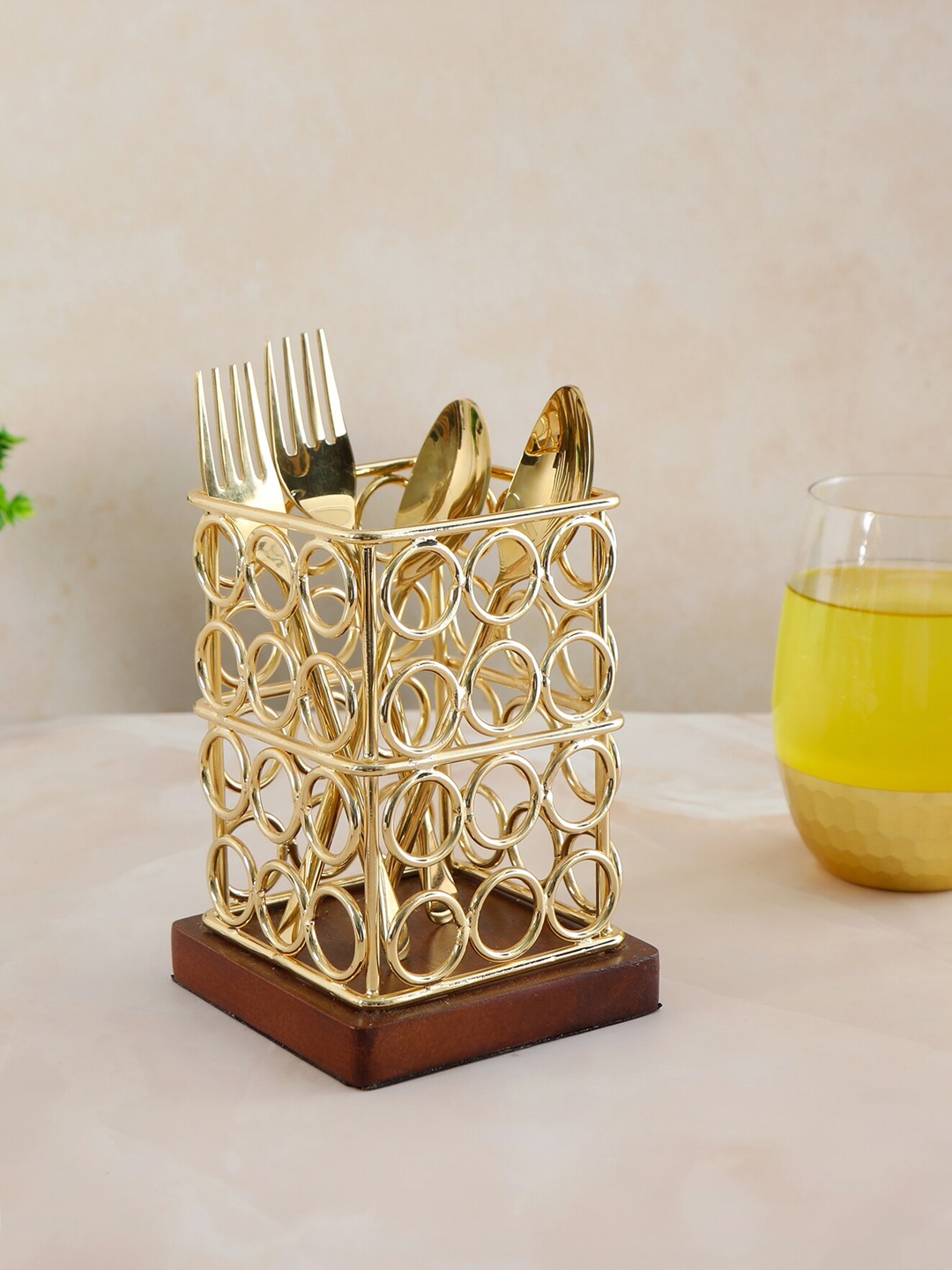 

THE HOME CO. Brown Aluminium Cutlery Holder