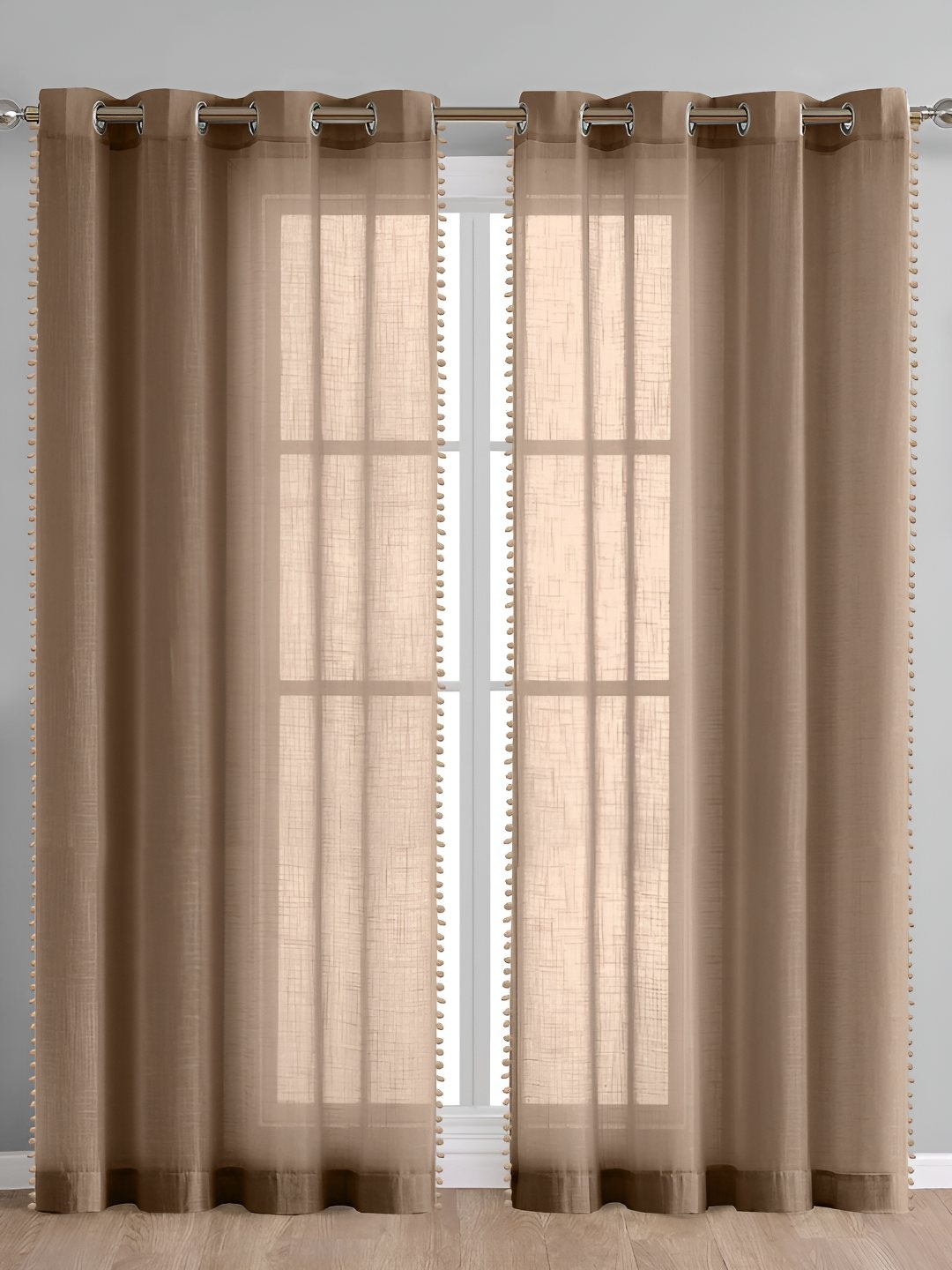 

haus & kinder Taupe Set of 2 Sheer Door Curtain