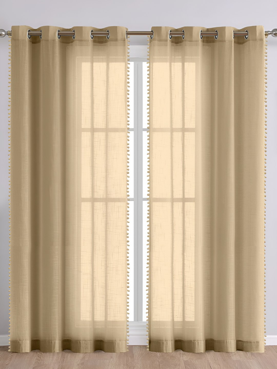 

haus & kinder Beige Set of 2 Sheer Window Curtain