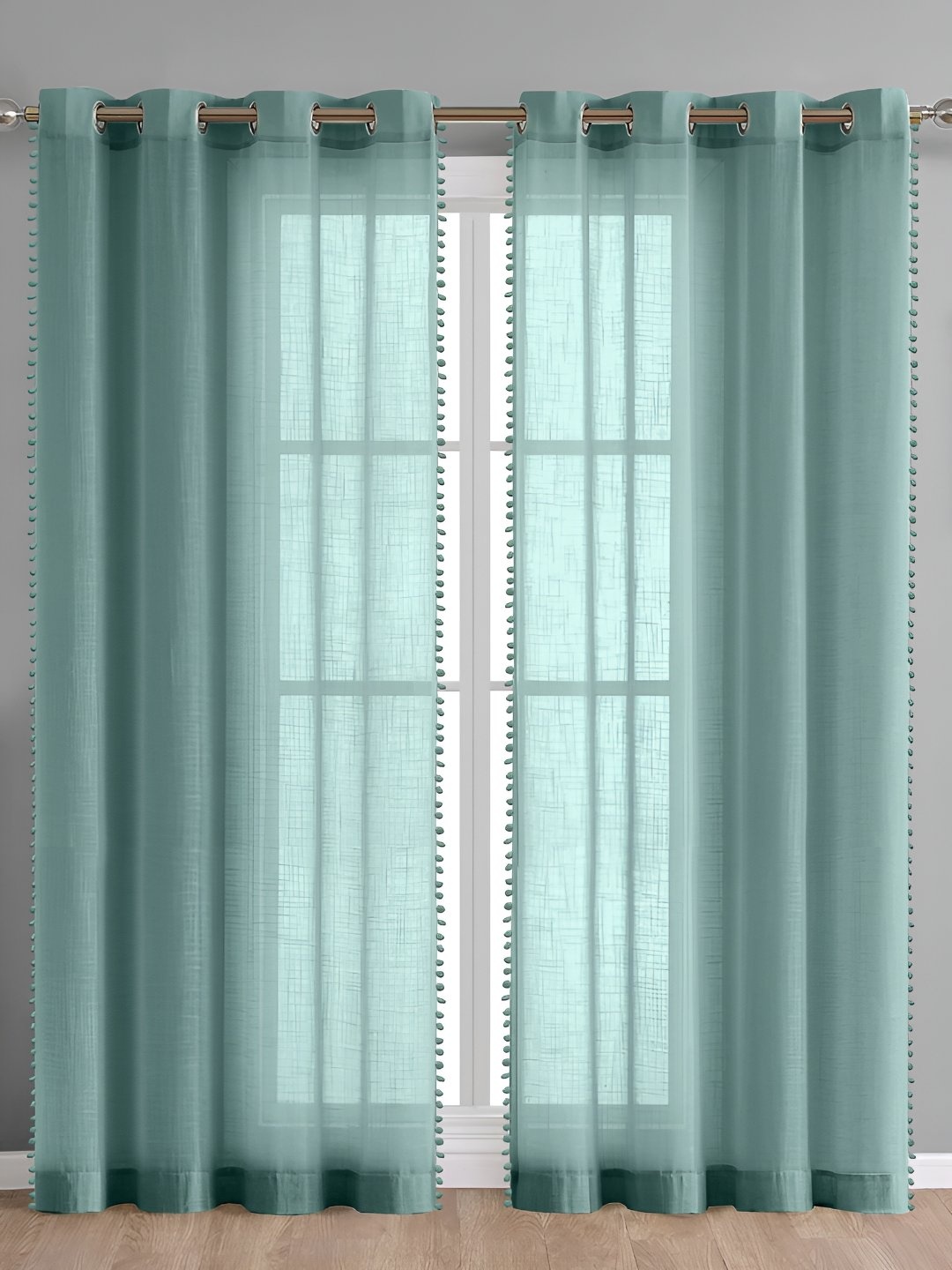 

haus & kinder Turquoise Blue Set of 2 Sheer Door Curtain