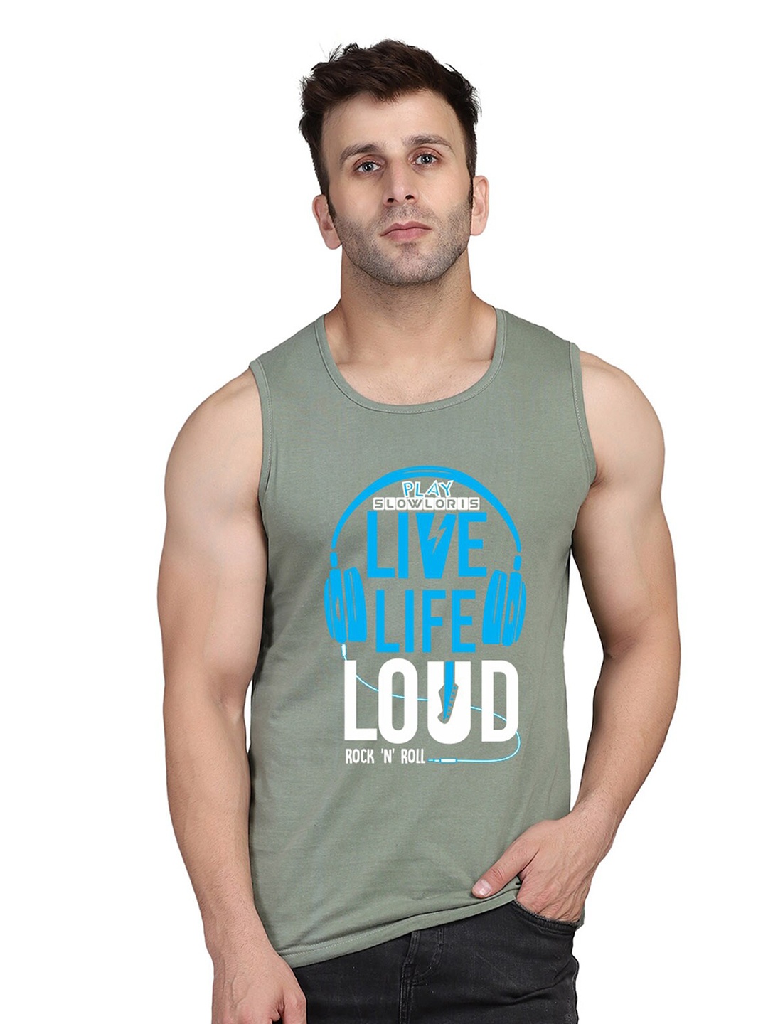 SLOWLORIS Varsity Printed Bio-Wash T-shirt, Green
