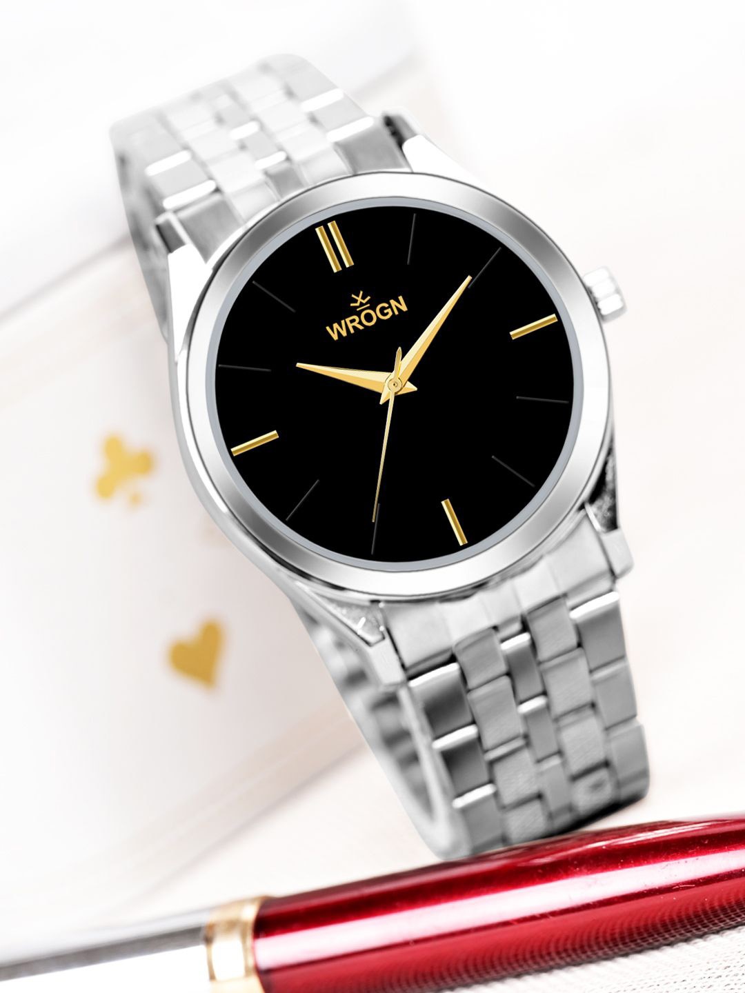 

WROGN Men Dial & Bracelet Style Straps Analogue Watch HOBWRG0471A, Black