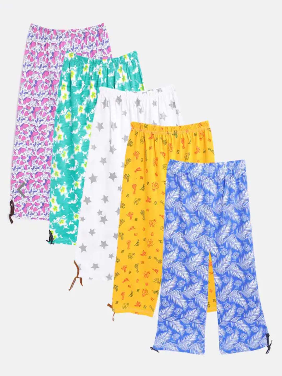 

BAESD Girls Pack Of 5 Mid-Rise Relaxed Fit Printed Capris, Blue