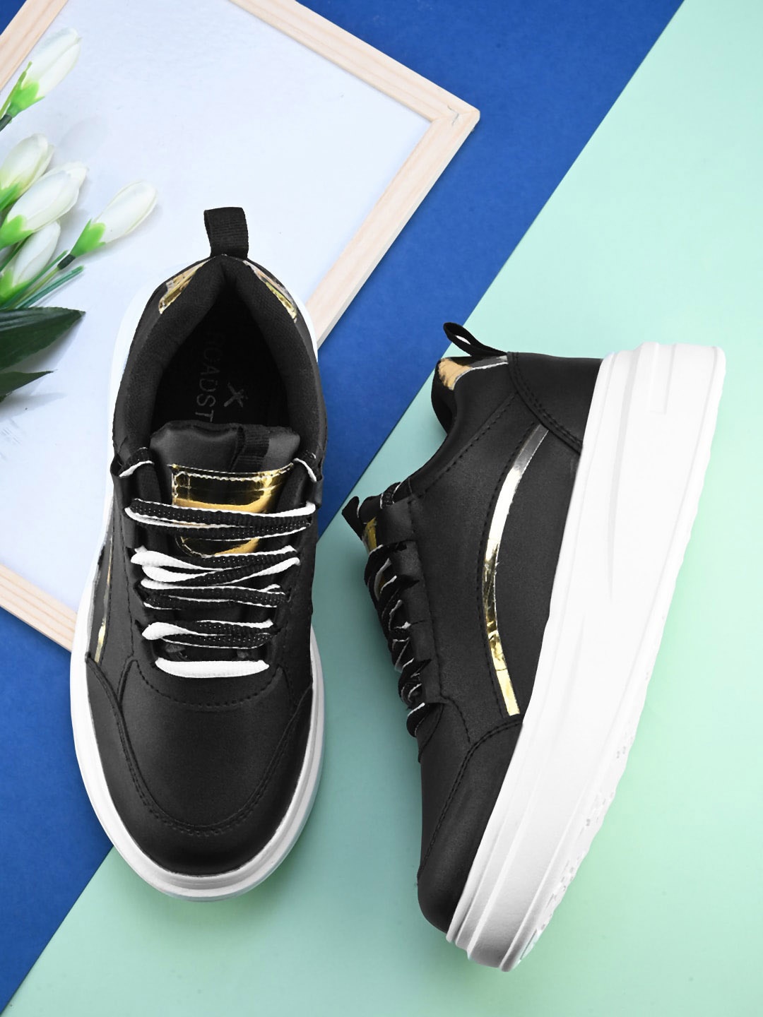 

The Roadster Lifestyle Co. Women Black Round Toe Sneakers