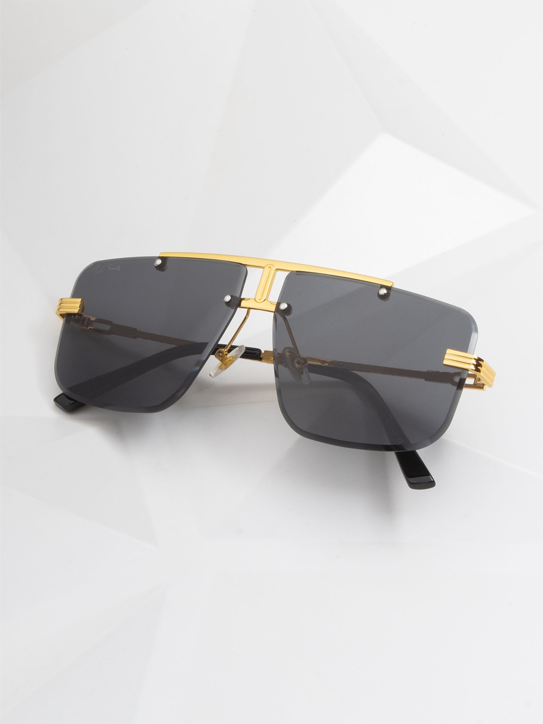 

Ted Smith Unisex Aviator Sunglasses with UV Protected Lens, Black