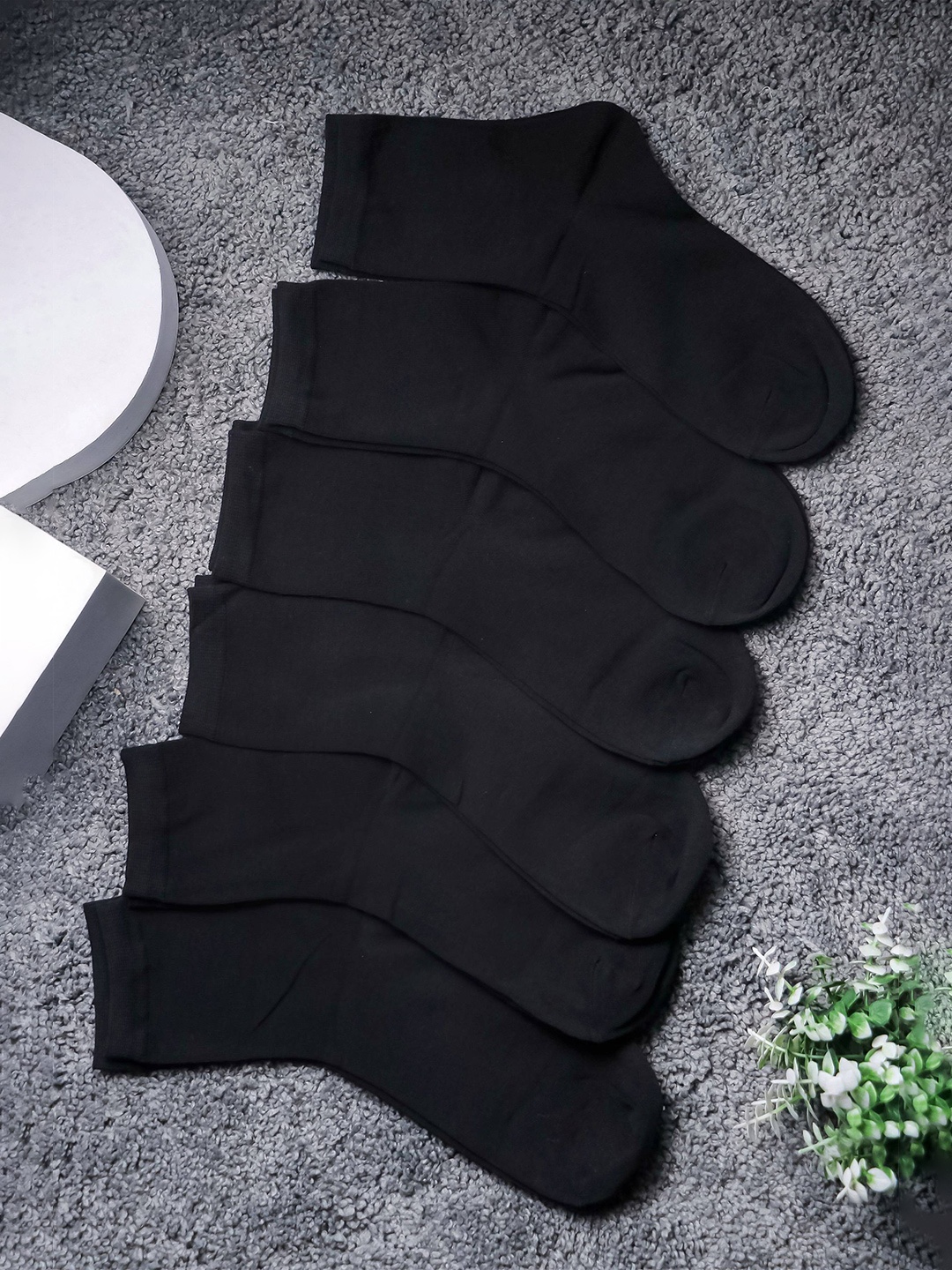 

Brauch Men Pack Of 6 Cotton Above Ankle Length Socks, Black