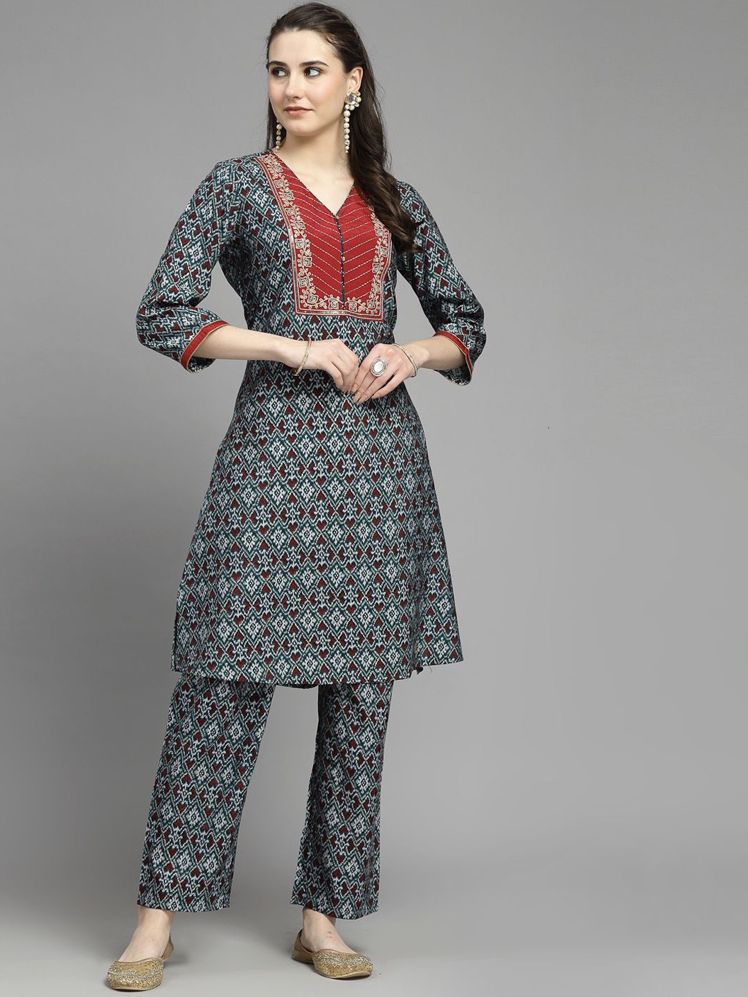 

Nayam By Lakshita printed Kurta With palazzo Co-Ords Set, Teal