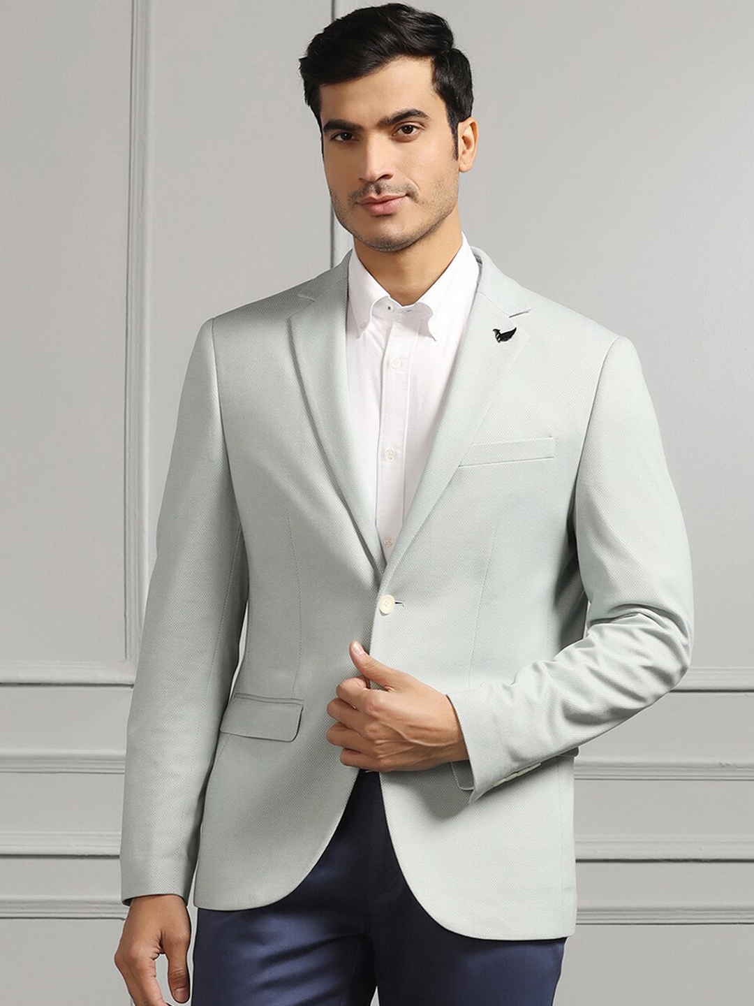 

Blackberrys Men Slim-Fit Single-Breasted Formal Blazers, Green