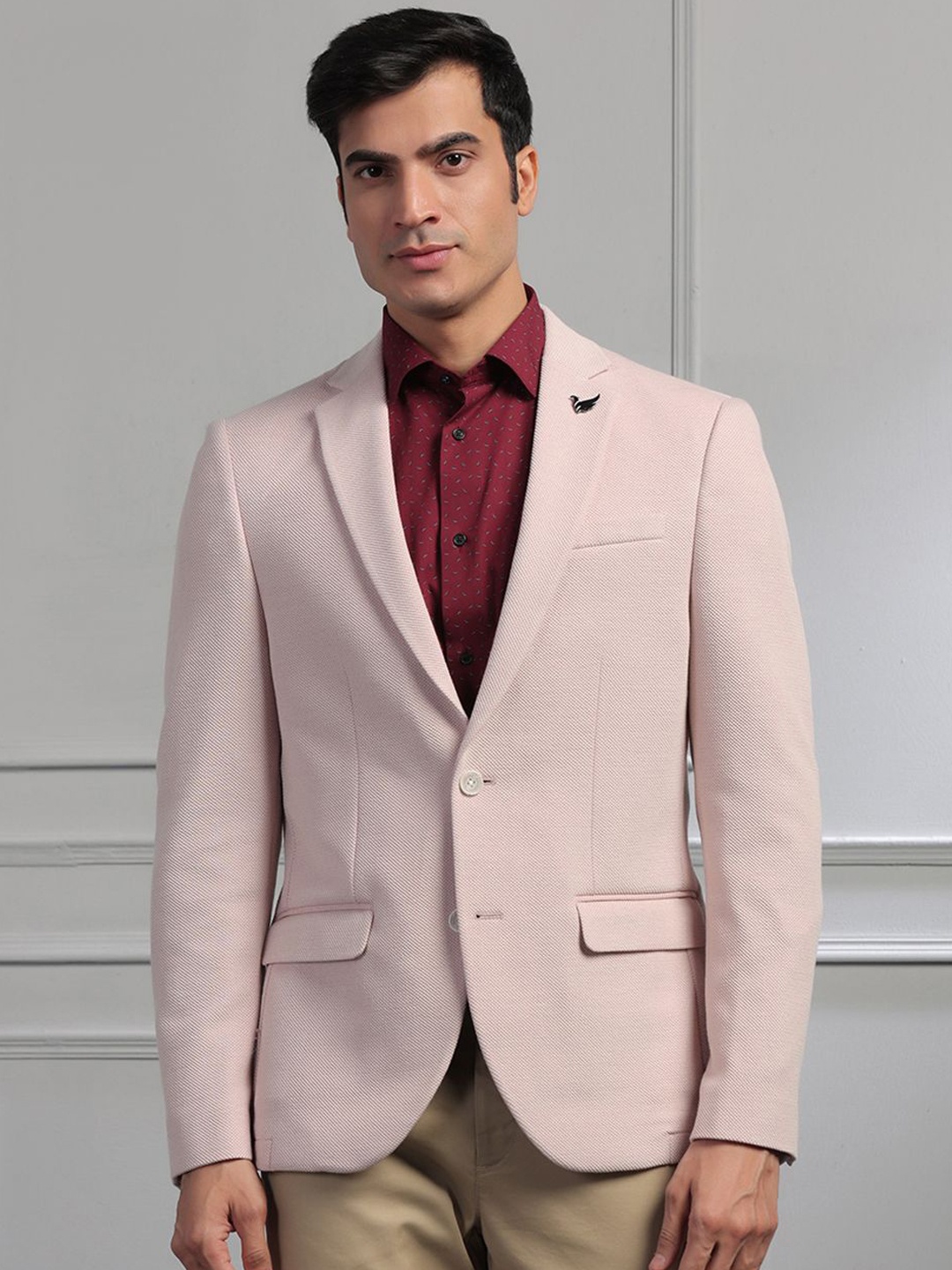 

Blackberrys Men Long Sleeve Double Vent Single Breasted Crop Blazers, Pink