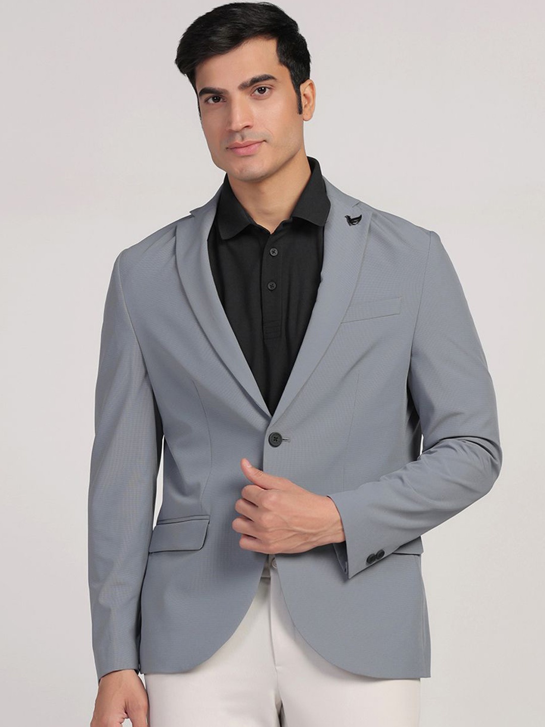 

Blackberrys Men Formal Grey Textured TechPro Blazer