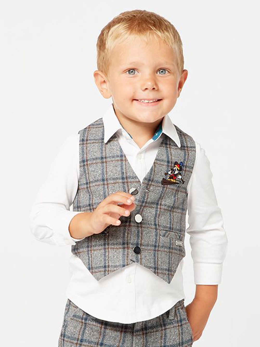 

One Friday Boys Comfort Tartan Checks Opaque Checked Casual Shirt, Grey