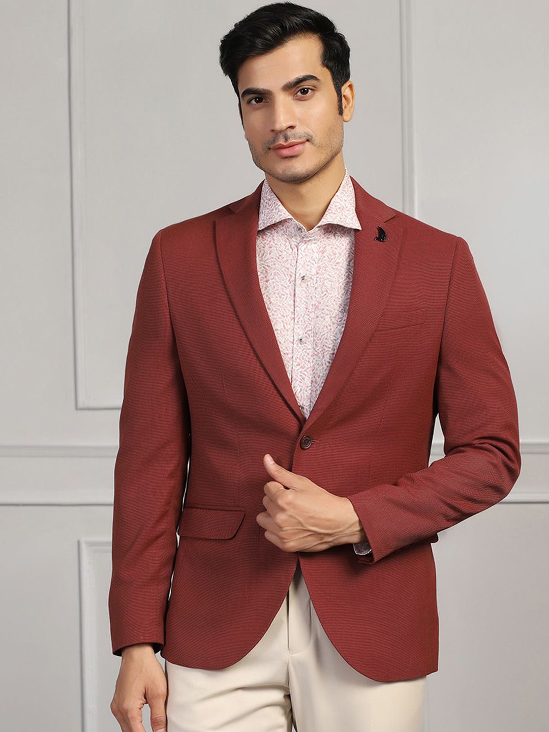 

Blackberrys Men Long Sleeve Double Vent Single Breasted Blazers, Rust