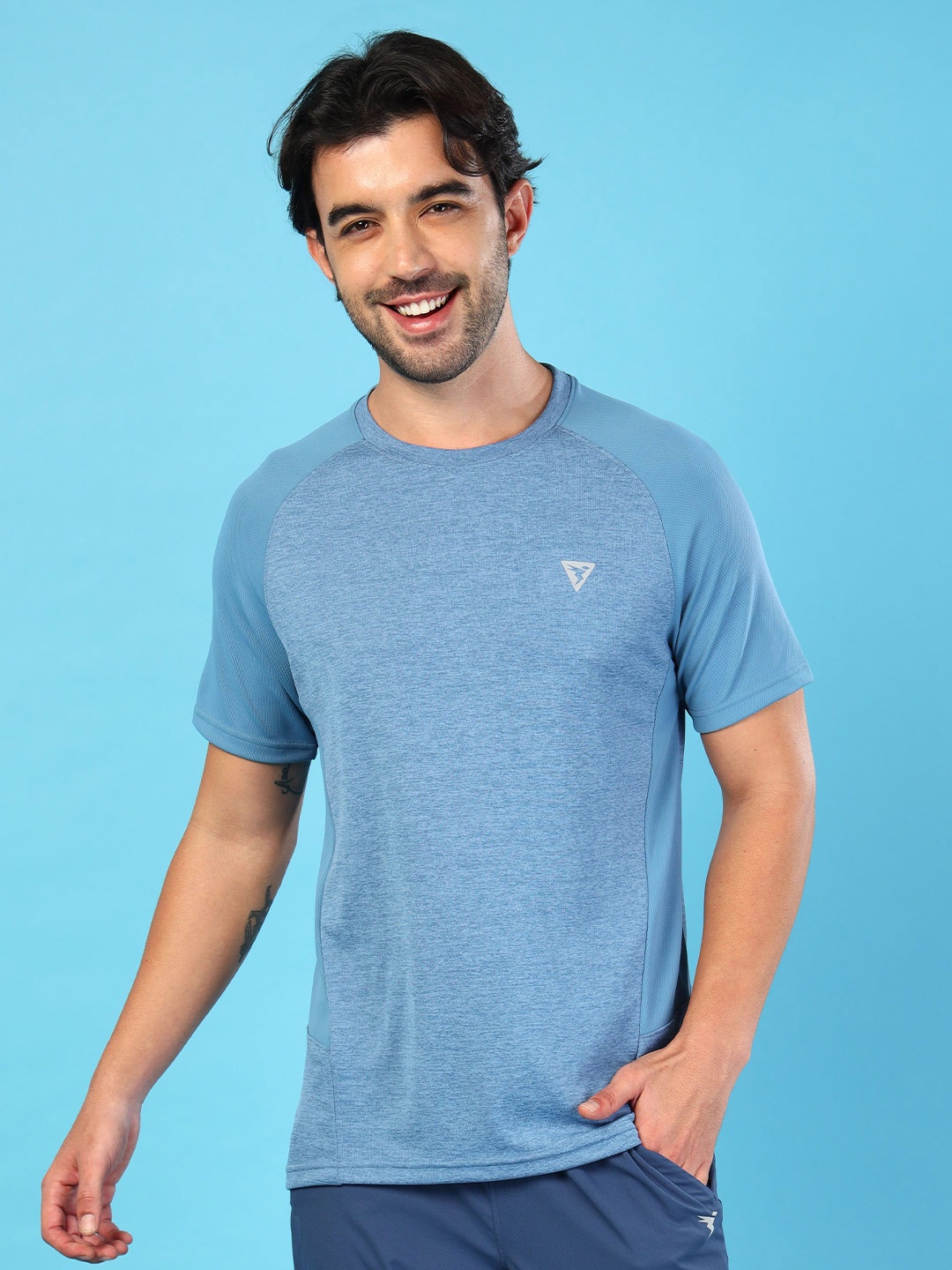 

Technosport Men Double Cool Slim Fit Sports Tshirt, Blue