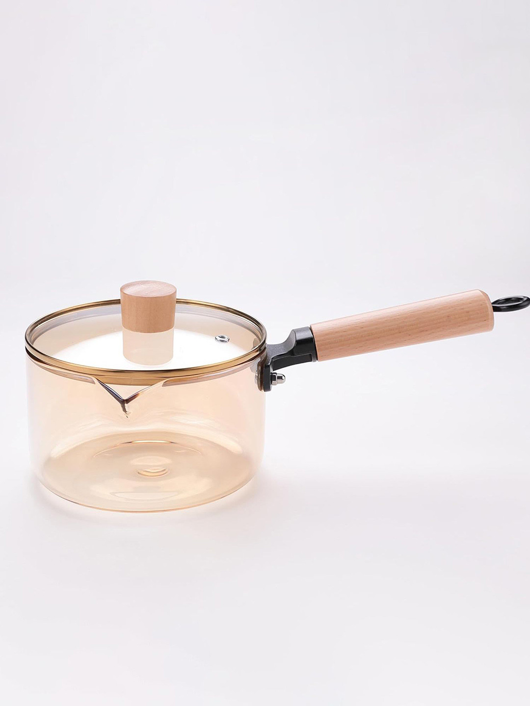

Ekhasa Transparent & Orange Colored Glass Cooking & Serving Sauce Pan With Lid