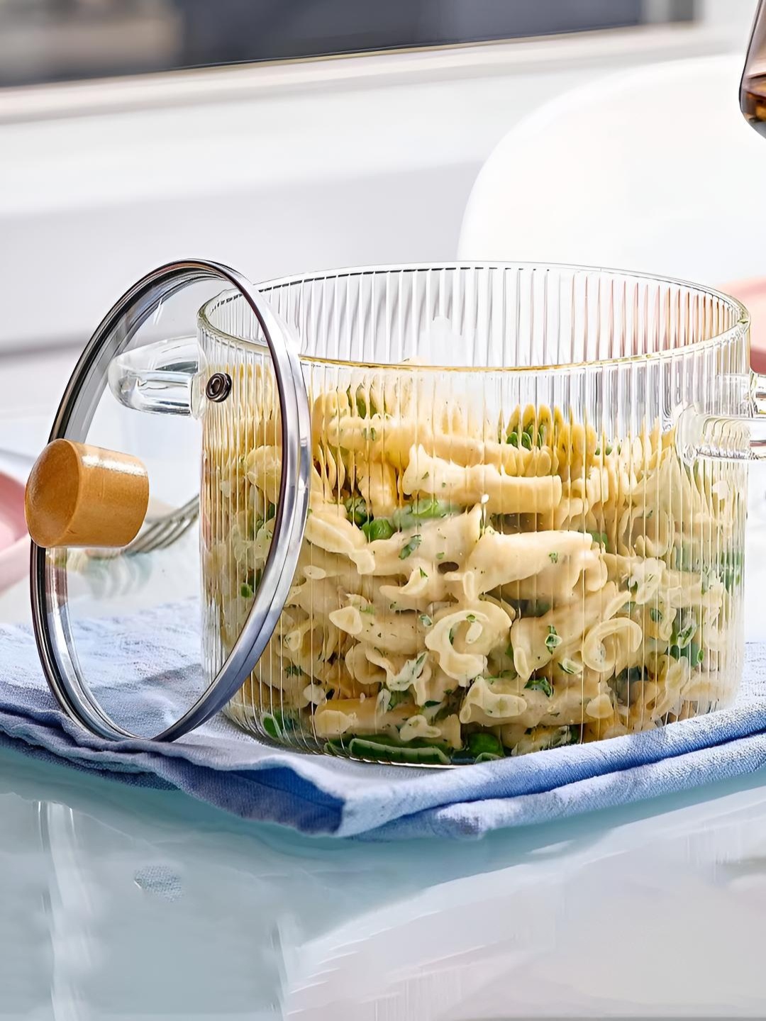 

Ekhasa Transparent Borosilicate Glass Cooking & Serving Handi with Lid