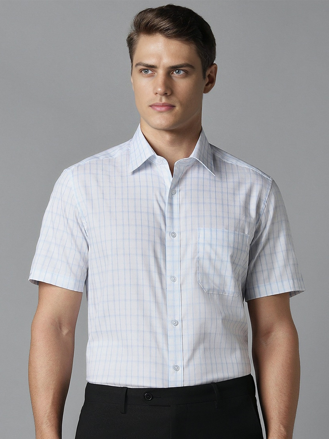 

Louis Philippe Men Opaque Checked Formal Shirt, White