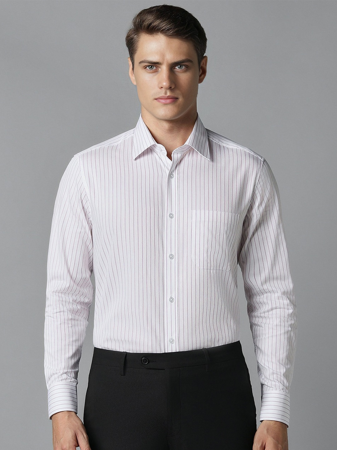 

Louis Philippe Men Opaque Striped Formal Shirt, White